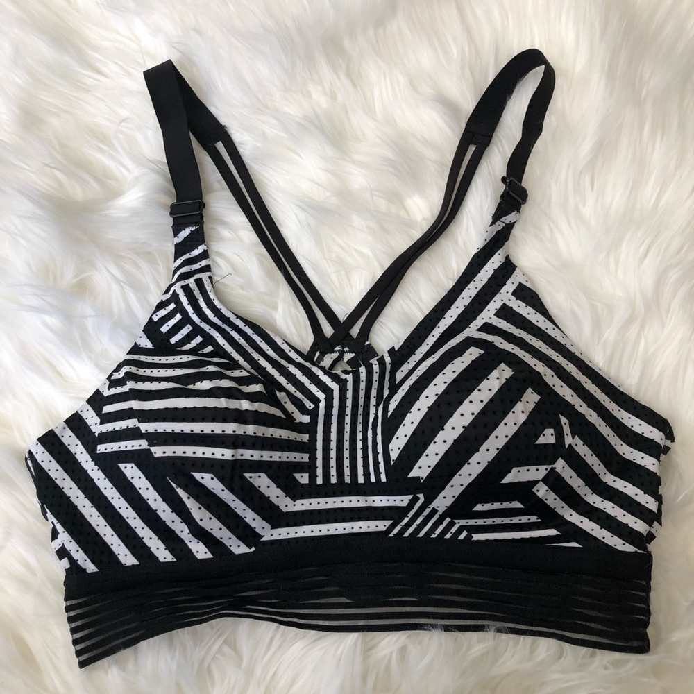 Victorias Secret black white strappy sport bra 36B